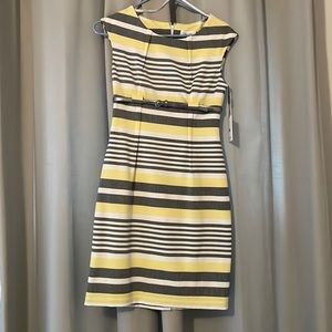 Calvin Klein Yellow/Gray Striped Dress